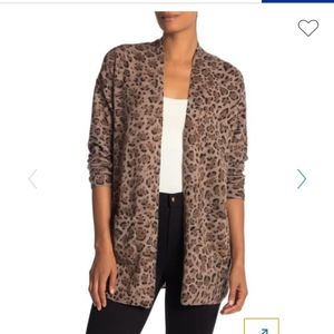 M Magaschoni cashmere leopard cardi size XL new